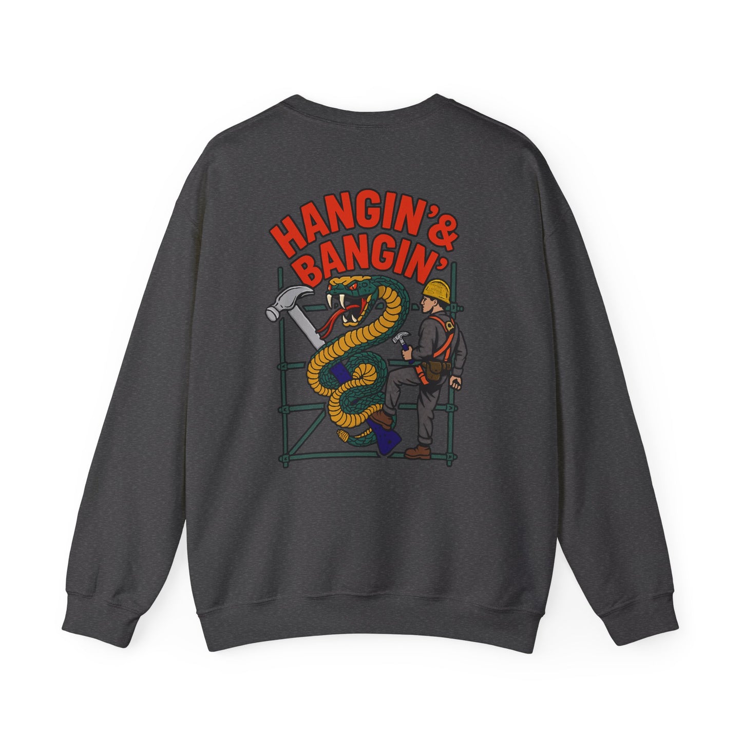 TradeTough crewneck pullover with full back design – scaffolder in safety gear