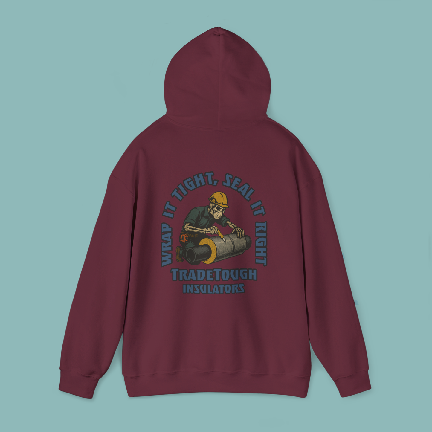Industrial Insulator Hoodie – Gritty Skeleton Wrapping Pipe Graphic – TradeTough Workwear