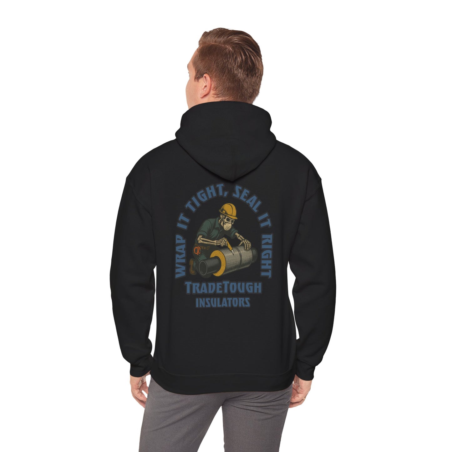 Industrial Insulator Hoodie – Gritty Skeleton Wrapping Pipe Graphic – TradeTough Workwear