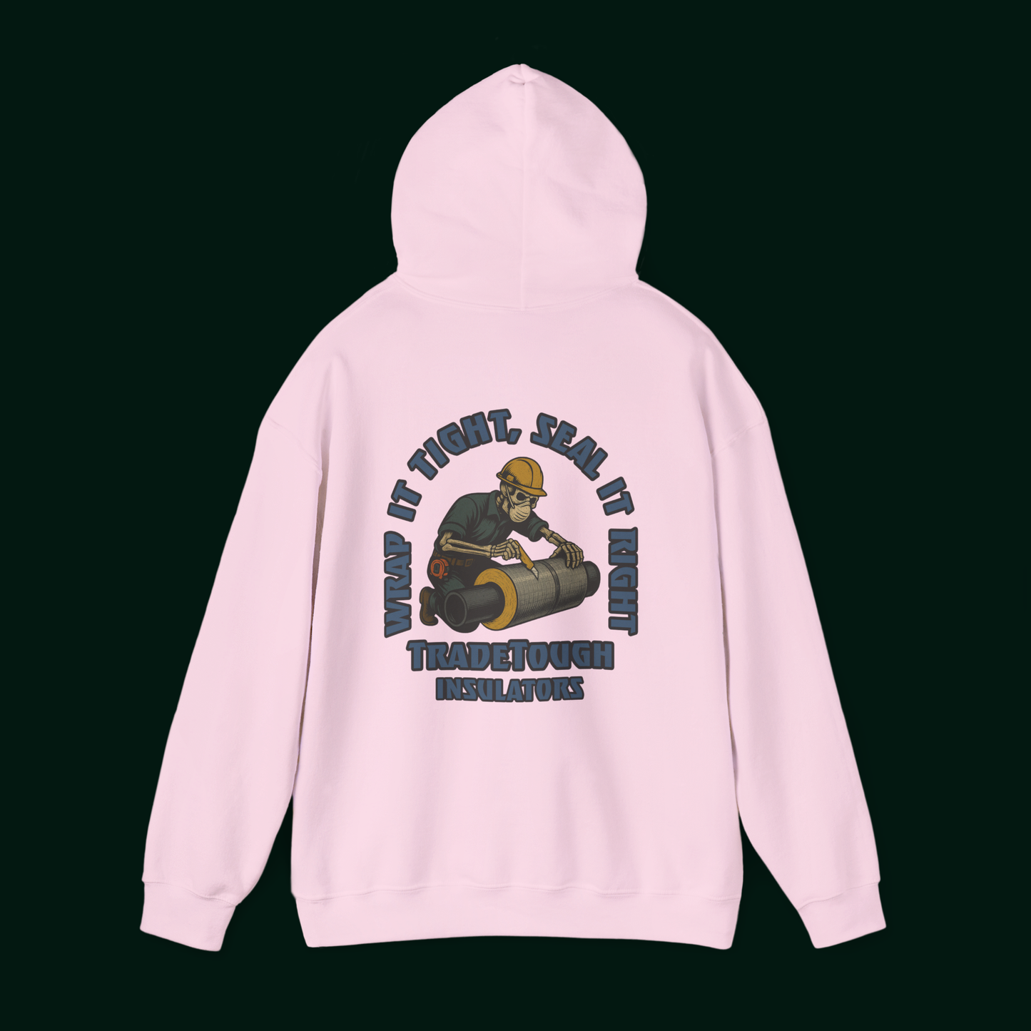 Industrial Insulator Hoodie – Gritty Skeleton Wrapping Pipe Graphic – TradeTough Workwear