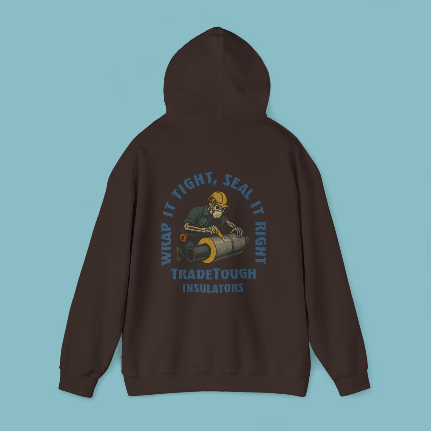 Industrial Insulator Hoodie – Gritty Skeleton Wrapping Pipe Graphic – TradeTough Workwear