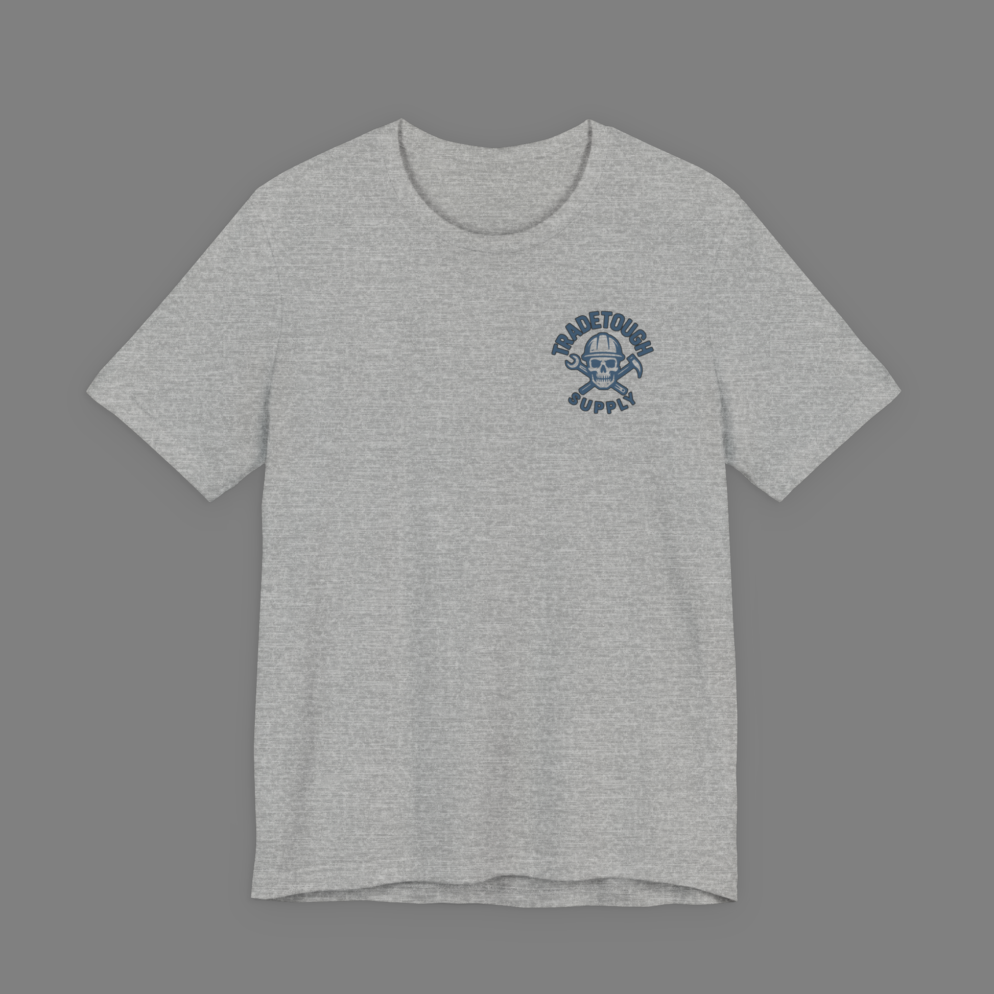 Athletic Heather Insulator T-shirt with TradeTough Supply chest logo in Industrial Blue, durable cotton/poly blend for a comfortable, long-lasting fit.