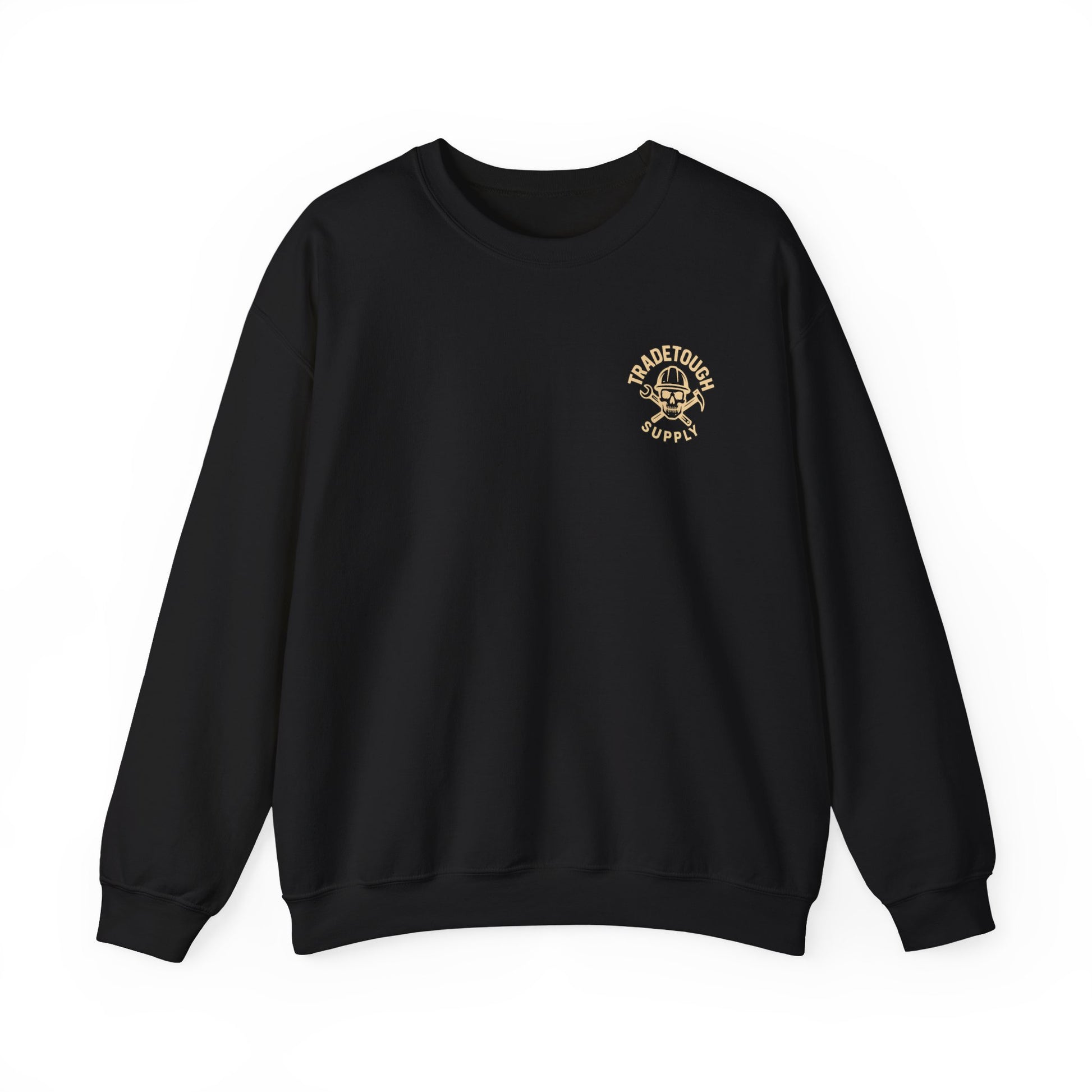 Gritty welding sweatshirt featuring TradeTough logo and skull welder illustration


