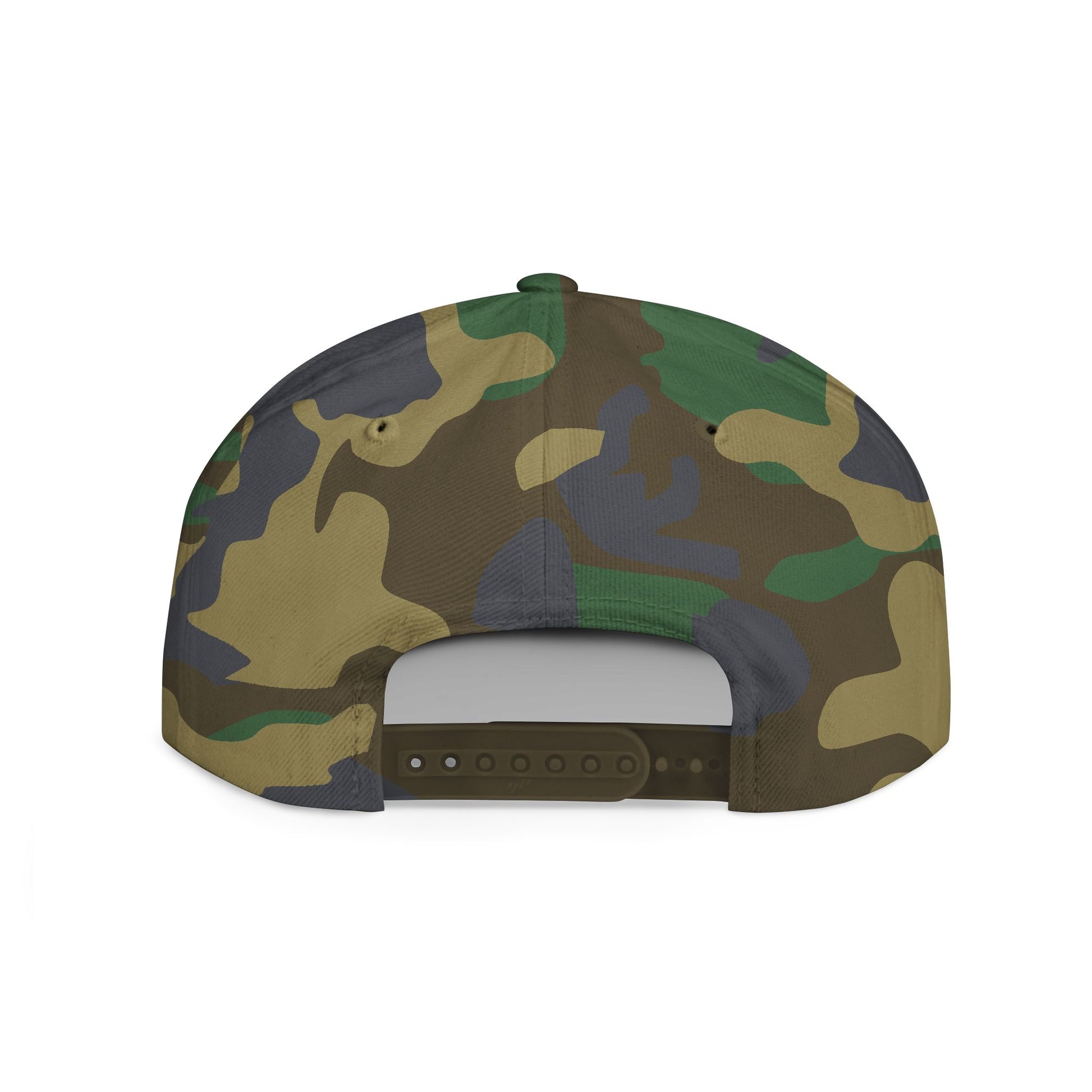 Camouflage-patterned cap on a white background