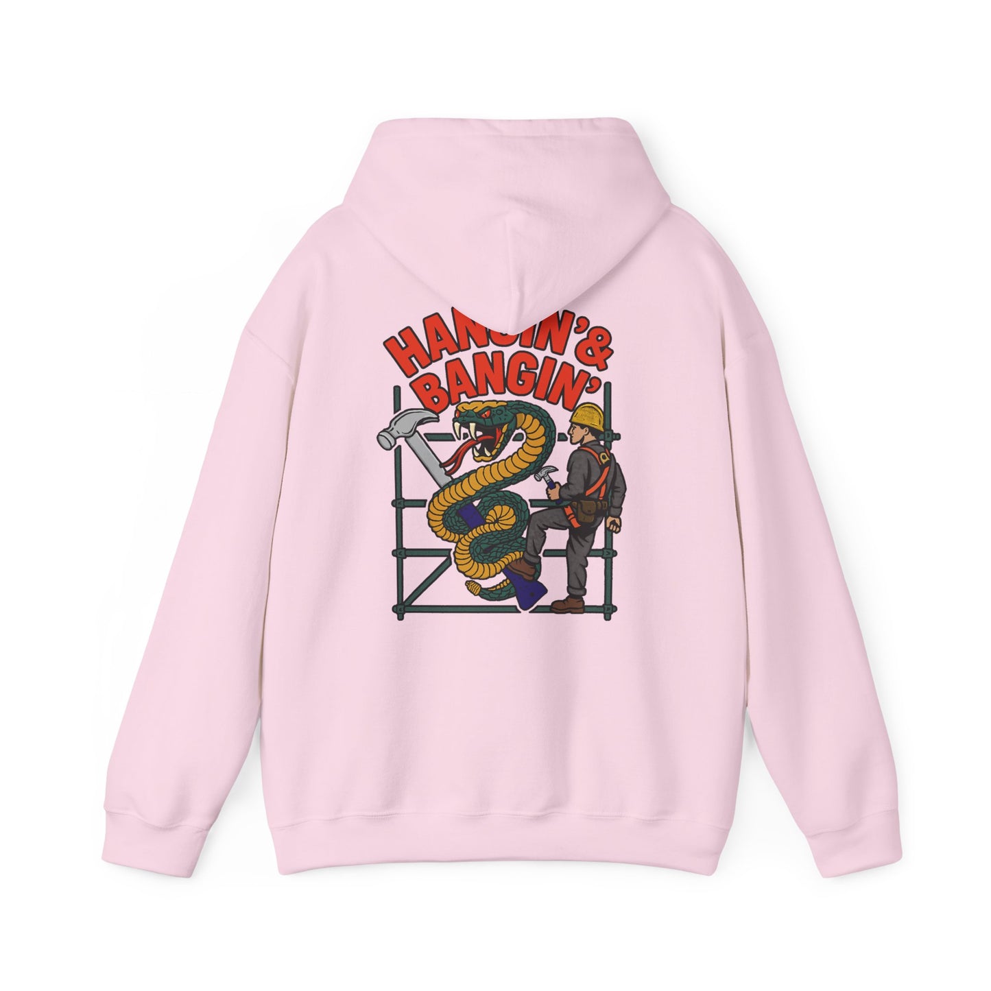 Pink Gildan hoodie with TradeTough Supply logo – cozy pullover for jobsite or off-hours