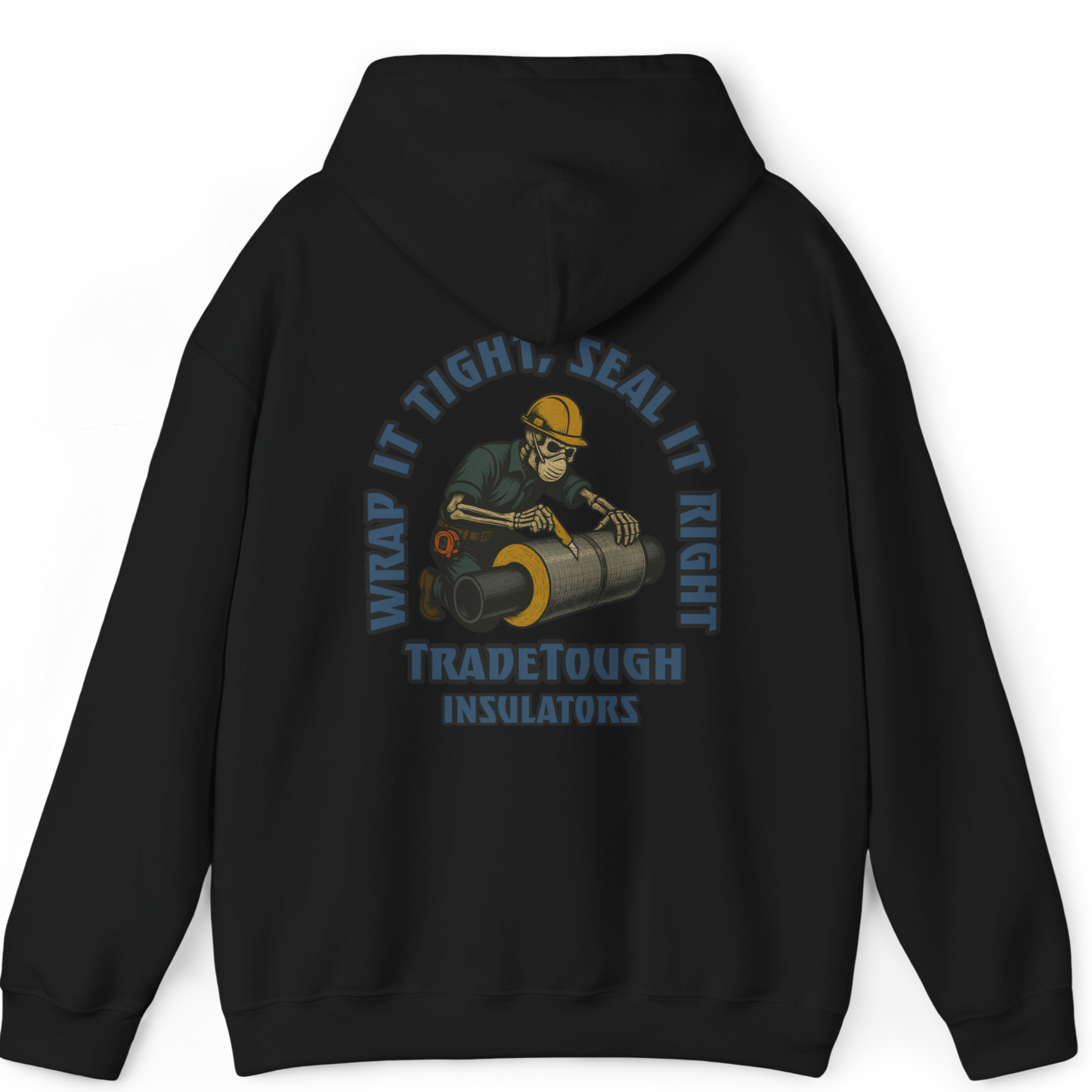 Industrial Insulator Hoodie – Gritty Skeleton Wrapping Pipe Graphic – TradeTough Workwear