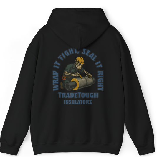Industrial Insulator Hoodie – Gritty Skeleton Wrapping Pipe Graphic – TradeTough Workwear